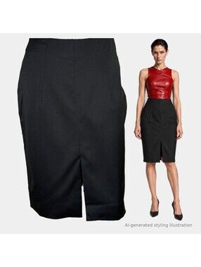Guilty Brotherhood Kiledjian Black Pencil Skirt Knee Length Front Slit XS 00/0